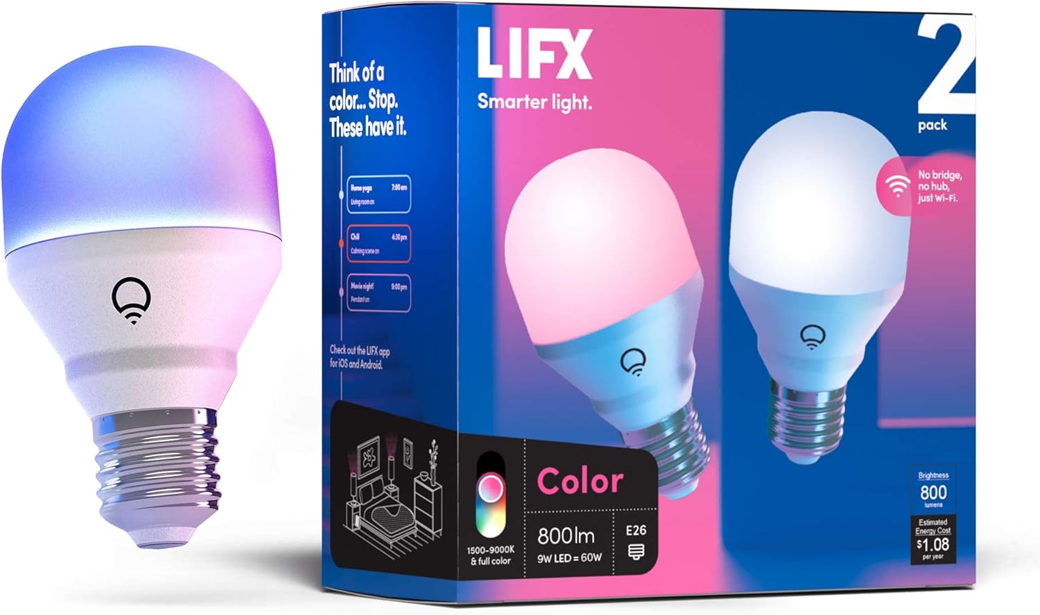 LIFX Color A19 800 lumens, Billions of Colors and Whites